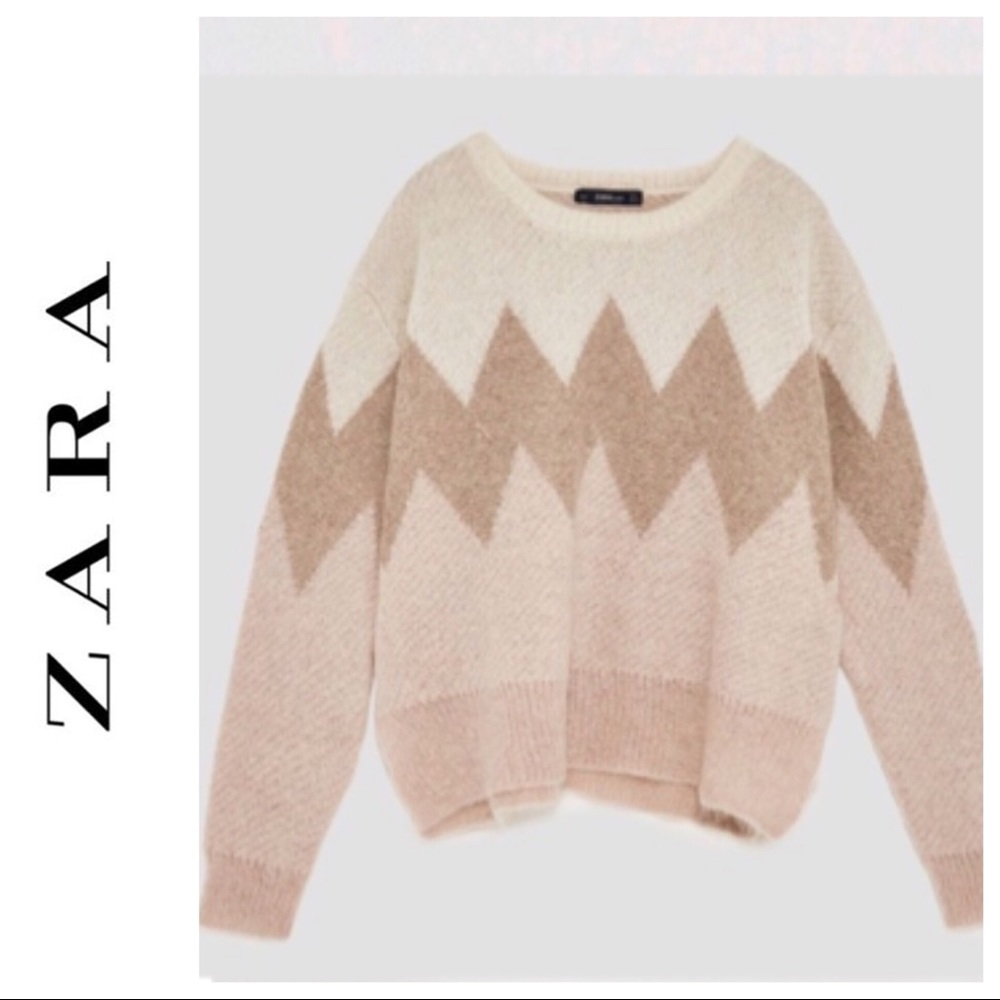 Zara Mohair Wool Jacquard Sweater Large